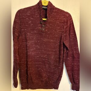 Small Express Maroon Buttoned Crewneck Sweater - NEW WITHOUT TAGS